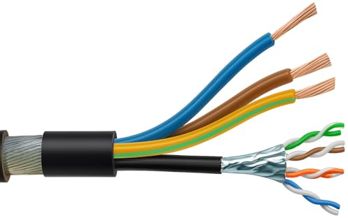 6mm² 3-Core SWA PVC EV Charger Cable with Integrated Cat6A F/FTP – PVC Outer Sheath, Individually & Collectively Screened - Data And Power Combined (5 Metres)