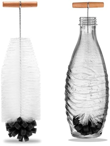 JIMGIED 35 cm Flaschenbürste für Glasflaschen Bürste ist ideal für Sodastream-Glas- und Duo-Kunststoffflaschen Flaschenbürste mit Ergonomischem Griff für Glaskaraffe,Trinkflaschen,Babyflaschen (Weiß)