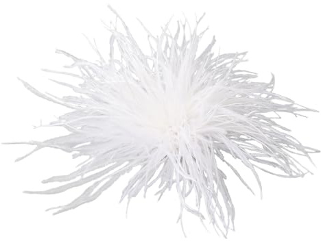 XFSRG Spilla a forma di piuma struzzo Spille gioiello boho floreale decorativa per vestiti accessori moda eleganti spillette da donna (Bianco)