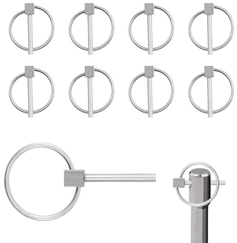 BEASAFY 8 Pièces Goupille Agricole, Acier Inoxydable 304 Lynch Pin, Petit Goupille de Verrouillage, Goupilles clips avec Anneau, Léger Goupilles de Sécurité pour Tracteur Remorque Camion