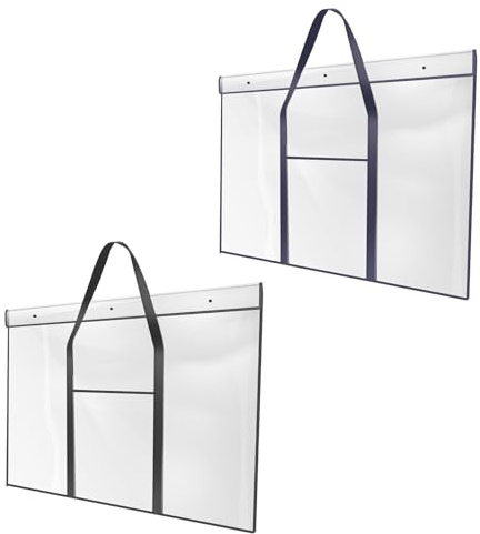 Sutowe 2 Stück große Poster-Aufbewahrungstasche 120 x 90 cm Pinnwandhalter Kunstmappe wasserdichte PVC-Kunstzubehör-Malerei-Zeichnungs-Skizzenmappe mit Tasche für Lehrer im Klassenzimmer Kunstwerke