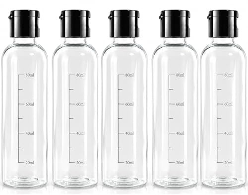 Constefire Botes Viaje Rellenables 100ml, 5 PACK Avión Plastico, Botella Transparente, Contenedor de Cosméticos, Vacío para Gel y Champú