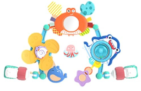 Stroller Toy Arch - Hanging Plush Animal Activity Set For Bed And Travel Seat, Early Education Sensory Engagement Mobile | Multi Color Tactile Training Accessory For Nursery Cradle