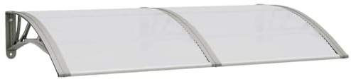 HGFDVCMR Marquesina gris 150 x 75 cm de policarbonato con placas huecas, resistente para puerta de casa y entrada con soportes de ABS y barras de aluminio