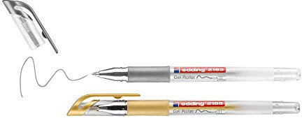 edding 2185 Gelroller - gold, silber (metallic) - 2 Stifte - 0,7 mm - Gelstifte zum Schreiben, Malen, Mandala, Bulletjournal - Gelschreiber, Gelmalstifte