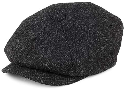 Jaxon & James Taransay Harris Tweed Ballonmütze - Schwarz-Anthrazit
