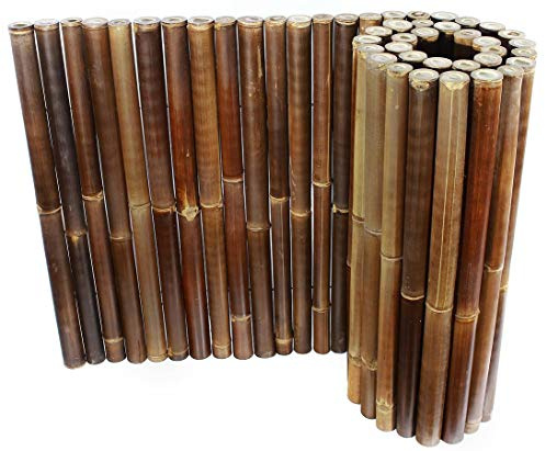 Sichtschutzmatte Bambusmatte schwarz-braun 90 x 250cm aus dicken Wulung Bambusrohren mit 4-6 Durchmesser mit Draht verbunden - Bambus Rollzaun dunkel 0,9m x 2,5m