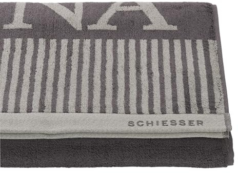 Schiesser Saunatuch | 100% Baumwolle | Zweifarbig | 75x200 cm | weich & saugstark | Rückseite in Kontrastoptik | Logostickerei am Saum | OEKO-TEX® MADE IN GREEN