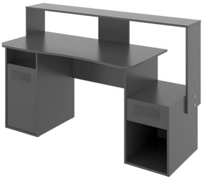 DEKIT GRUPO RIMOBEL FOSK - MESA ESCRITORIO GAMING 85-98x154x62-69 cm - GRAFITO