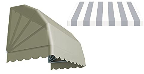 Generico Tenda da Sole a CAPPOTTINA a 4 Raggi Realizzata in Tessuto Acrilico Giovanardi, Struttura Bianca (300 x 80 cm) (bianco e grigio)
