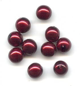 36 pcs Imitation Pearl Glass Beads Round 10 mm, Burgundy