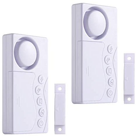 Gefriertür-Alarm bei linker Öffnung, 2 Stück Sicherheitsfensteralarm, 3/15/30/60 Sekunden einstellbare Verzögerung kabelloser Kühlschrankalarm, 4-in-1 Türsensor Klingelton Tür Öffnen Alarm laut 108 dB