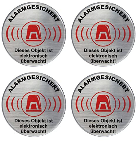 BIKE-label Alu Optik 3D Aufkleber GPS Warnhinweisschild 4 x Alarmgesichert Objekt Video überwacht 70 mm 900200VE