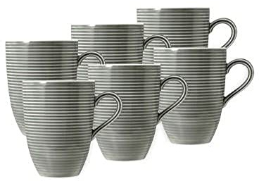 Seltmann Weiden Beat Perlgrau Becher mit Henkel 6er Set 6x 0,35l Porzellan Becher mit Henkel