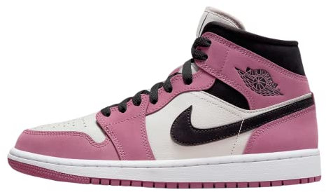 Nike Jordan 1 Mid, Scarpe da Basket Donna, Viola (Gelso Chiaro/Nero), 37.5 EU