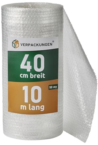 BB-Verpackungen 1x PROFI Luftpolsterfolie 0,4 x 10 m Versand, Verpackung, Umzug 2-lagig (1 Rolle) | 60 my stark, extrem robust, sehr leicht, 100% recycelbar