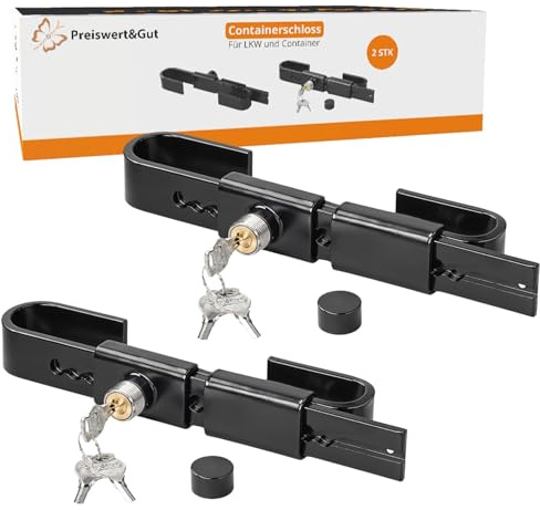 Preiswert&Gut 2x Containerschloss verstellbar von 22 bis 43 cm inkl. 2 Schlüssel - Seecontainer und Frachtcontainer-Schloss 0,7 cm Stahlriegel – Diebstahlschutz für LKW Baucontainer