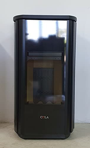 STUFA A LEGNA ANSELMO COLA MOD. FLAT VETRO NERO