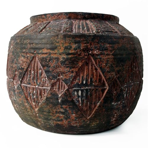 Leaf Macetas Grandes de Fibra de Vidrio, 27 cm de Diamante Azteca