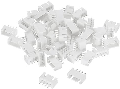 sourcing map 100 Stück JST-XH Stecker, 4 Pin Männlich Pin-Header, Gerade Stiftleisten Adapter, 2.54mm Abstand