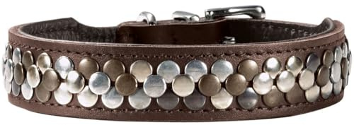 HUNTER Arizona UP Hundehalsband | edles Rindsleder, stilvolle Nieten, robust & anschmiegsam, Exklusive Handarbeit, Made in Germany, Farbe: Braun, Größe: 50