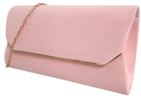 UShopUK Suede Plain Bridal Prom Wedding Evening Clutch Party Purse Hand Bag HandBag (Light Pink)