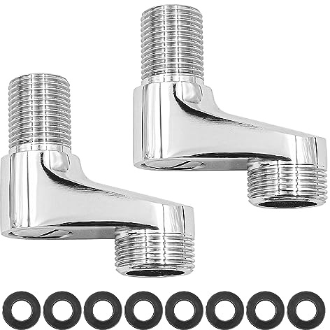 ZONADAH Set mit 2 verstellbaren Schwenkarm-Badewannen-Wasserhahn-Adaptern – kompatibel mit 3/4-Zoll- und 1/2-Zoll-Anschlüssen – ideal für Clawfoot-Duscharmaturen – Badezimmer-Mischer-Zubehör