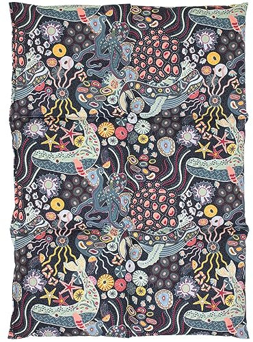 Almohada térmica - Bolsa de semillas para la espalda (calor y frio) - (40x30cm algodón orgánico océano con 6 compartimientos, semillas de colza) algodón orgánico