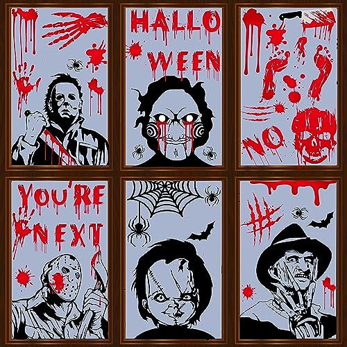 ZELAITE Halloween Fensterbilder Sticker, Halloween Fensterdeko, Halloween Fenster Dekorationen Statisch Doppelseitiger Druck Halloween Deko (B)