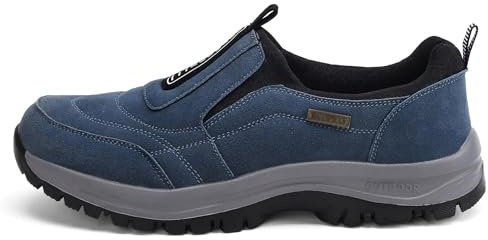2023 Walking Shoes For Men Outdoor Hiking Orthopedic Shoes With Arch Support Slip On Waterproof Anti-Slip Lightweight Loafers Fashion Low-top Safety Sneakers (Color : Blue, Size : 11 UK)