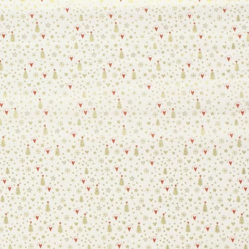 Weihnachtsstoff Dekostoff Baumwollstoff Golddeko ab 1x1,45m Oeko-Tex 100 Weihnachten, Farbe:weiß