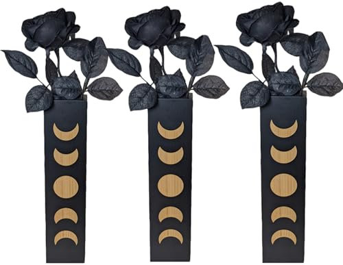 Holz-Wand-Gothic-Blumenvase, Heimdekoration, Blumen-Pflanzgefäß für Gothic-Blumen – dunkle Wand-Gothic-Dekoration (keine schwarze Rose)