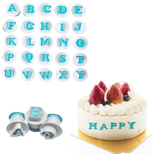 26 PCS Alphabet Cookie Cutter Set, Stainless Steel Letter Shaped Molds for Baking, Cake Decorating Tools, Fondant Icing Cutter, Biscuit & Pastry DIY Baking Tools for Kitchen