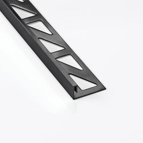 Slim-Line Edelstahl L-Fliesenschiene V2A 2,5m 10mm schwarz anthrazit | Als Kantenschutz für sichtbare Außenecken und saubere Fliesenabschlüsse, 10mm Profilmaß, 2,5m, für 10mm Fliesenhöhe schwarz