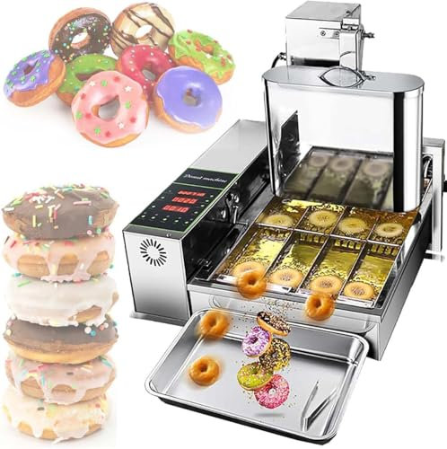 CYMYYDS Commercial Automatic Donut Making Machine, 4 Rows Stainless Steel Digital Donut Fryer, 5.5L Hopper Donut Maker, It Can Produce 4 Donuts At a Time, 1750 unit/h