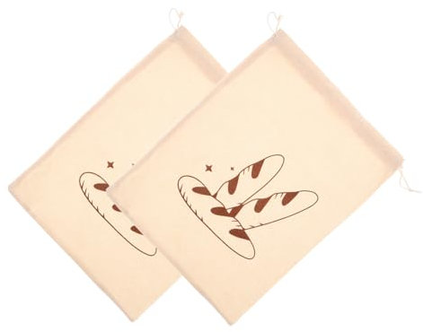 Cabilock 2piezas Bolsas Pan Lino Reutilizables Con Cordón Para Almacenamiento Fresco y Práctico De Pan Cocina o Panadería