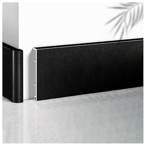Sockelleisten Fussleisten Schwarze Sockelleistenverkleidung für Kabelmanagement, Wasserdichte, schneidbare Aluminium-Bodensockelleiste für Haus Küche Balkon, Breite 4 5 6 8 10 cm(W 3 in (8cm),L 100cm(