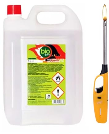 Bioethanol Brennstoff Bio Sprint 5 Liter 99,9% geruchlos kein natürlicher Rauch kein Schwefel Kunststoff rot + gratis Feuerzeug