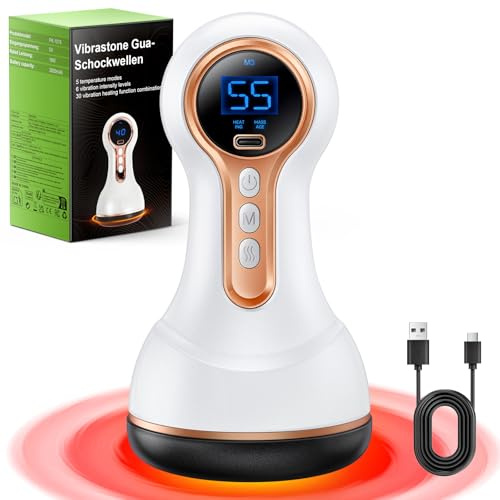 Robofun 5.0 Neuropathie, Schmerzlinderung und Entspannung für Füße, Hände, Rücken, Gua-Schockwellen-Massagegerät mit 30 Vibration-Heizfunktion Kombination, Weiß