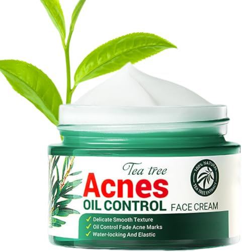 Tea Tree Acne Face Cream, Acne Cream for Face, Oil Control Moisturiser, Reduce A cne & Pimple, Smoothing Spot Cream for Women, Pimple creams, Spot Treatment for All Skin Types, 50g