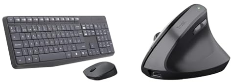 Logitech MK235 Combo Teclado & Trust Yuno Ratón Vertical Inalámbrico