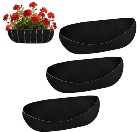 Sythrix 3PCS 61cm/24inch Wall Trough Liners Felt Window Box Liners Fabric Planter Liners Hanging Basket Liner, Replacement Garden Basket Liners for Hanging Basket Outdoor Garden Flower Planter