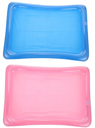 FOMIYES 2Pcs Inflatable Floating Ice Serving Tray Buffet Bar Salad Food & Drinks Cooler Serving Tray for Summer Party Picnic & Camping for Pool Party Supply