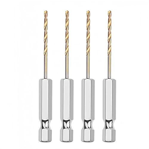 2mm Hex Shank Drill Bits Set - 4-Pack Titanium Coated High Speed Steel Twist Bits for Wood, Metal, Plastic, Stainless Steel & Alloys | Heavy-Duty Versatile Drilling Solution