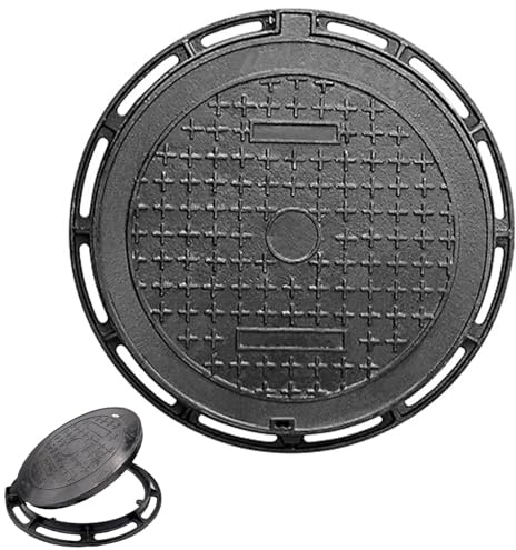 GBKBVTATDK Coperchio per Tombino Rotondo in Ghisa con Telaio, Coperchio per Fossa Biologica a Filo Pavimento Antiscivolo, Ispezione Pesante per Vialetto, Giardino, Marciapiede (Misura a Scelta)(80cm)