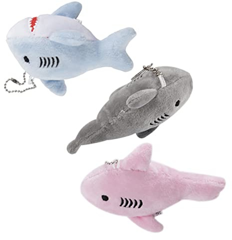 TOPPERFUN Cute Shark Plush Random Color Key Chain Pendant for Decoration Soft Cartoon Shark Doll Ornament, Practical and Lovely Bag Hanging Accessory for Backpack and Car Keys