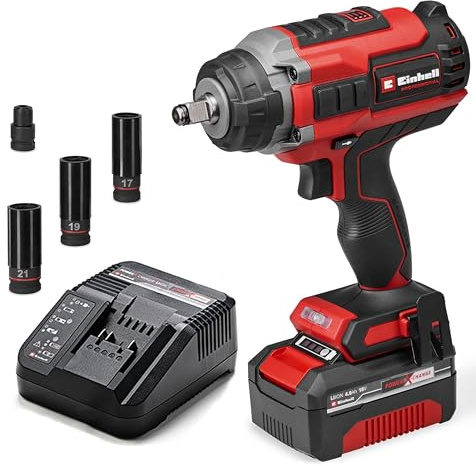 Einhell Professional atornillador de impacto con batería IMPAXXO 18/450 (1x4,0Ah) Power X-Change (18 V, 450 Nm, brushless, alojamiento cuadrado exterior, incl. batería 4 Ah, cargador, juego de llaves)