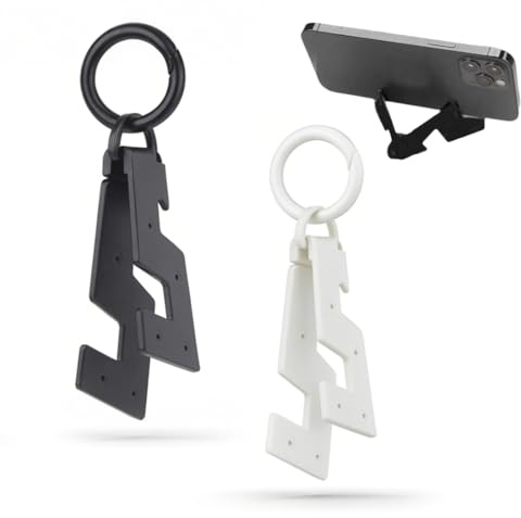 JYNVO 2 Soportes Móviles + 2 Anillos de Conexión, Soporte Celular Portátil, Llavero, Ideal para Parejas, Plegable y Universal para Teléfonos