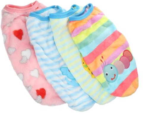 Gatuida 4Pcs Small Dog Flannel Vest Warm Pet Clothes Soft Breathable Costume for Teacup Puppies Cats Dogs