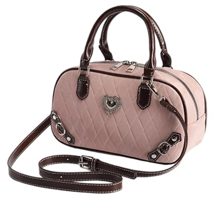 BUBEFSKD Zeitgenössische Damen Bowlingtasche Aus PU Leder Stilvolle Umhängetaschen Mit Verstellbarem Riemen Satchel Geldbörse Für Den Täglichen Gebrauch Handtasche Mit Verstellbarem Riemen